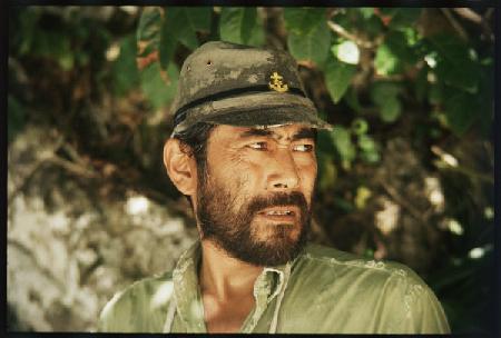 Toshiro Mifune on set of Hell in the Pacific 1968