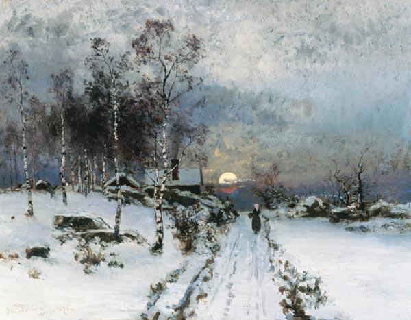 Winterabend mit Spaziergängerin 1876