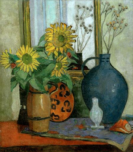 Sonnenblumen mit Matisse-Schale 1908