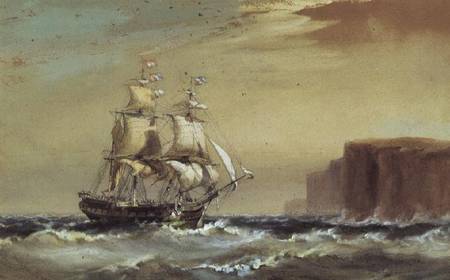 Emigrant ship arriving off Sydney Heads von Oswald Walter Brierly