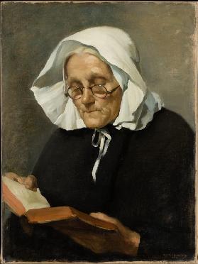 Lesende alte Frau