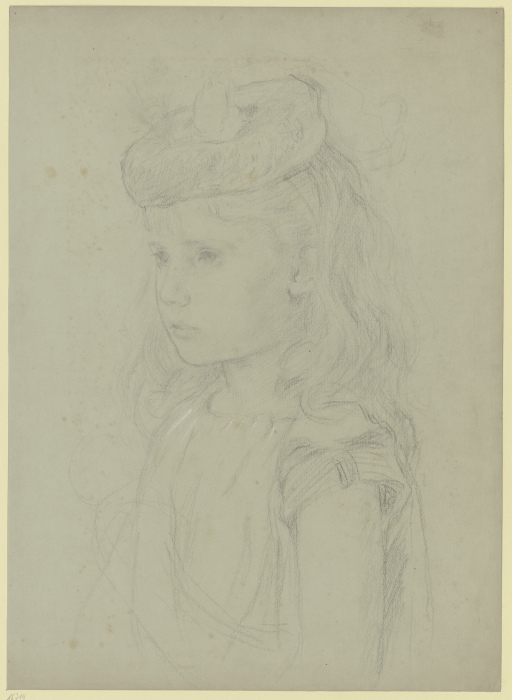 Brustbild eines Mädchens mit Hut, nach links von Otto Scholderer