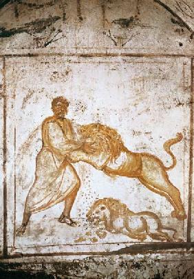 Samson wrestling with the lions mid 4th ce
