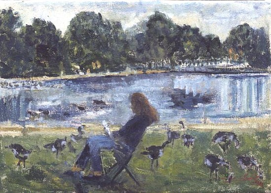 Tanya and the Geese, 1994  von Patricia  Espir