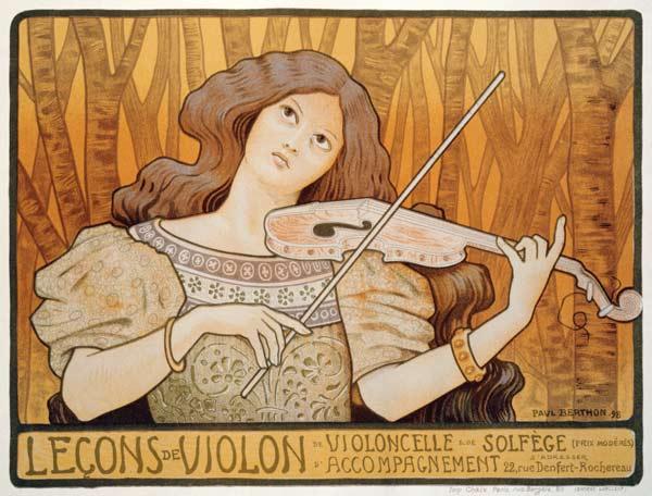 Reproduction of a poster advertising 'Violin Lessons', Rue Denfert-Rochereau, Paris, 1898 15th