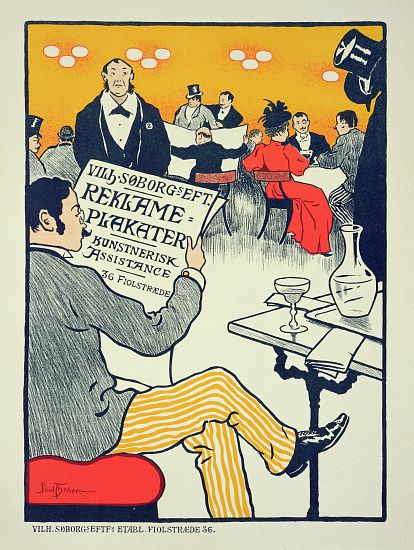 Reproduction of a poster advertising 'Wilhelm Soborg', Copenhagen von Paul Fischer