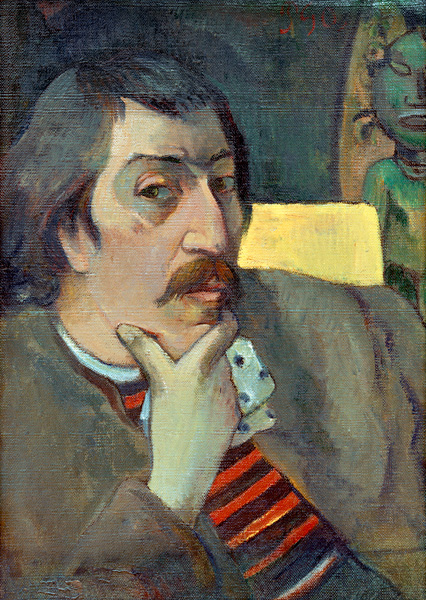Selbstbildnis m.Götterfig von Paul Gauguin