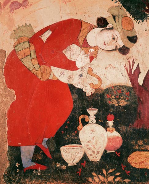 Woman pouring Wine in the Court of Shah Abbas I, 1585-1627 (detail) von Persian School