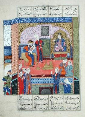 Ms D-184 fol.381a Interior of the King of Persia's Palace, illustration from the 'Shahnama' (Book of c.1510-40