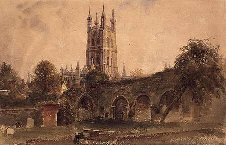Gloucester Cathedral with the Ruins of St. Catherine's Church von Peter de Wint
