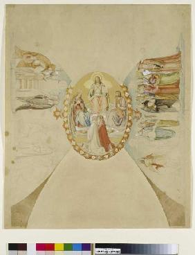 Das Paradies. Entwurf für das Deckengemälde des Dantezimmers des Casino Massimo in Rom 1819