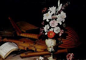 Stillleben mit Blumen und Musikinstrument von Pier Francesco Cittadini