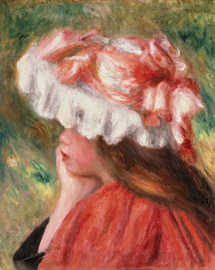 Junge Frau mit rotem Hut 1890