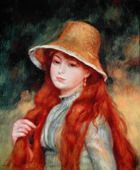 Young girl with long hair, or Young girl in a straw hat 1884