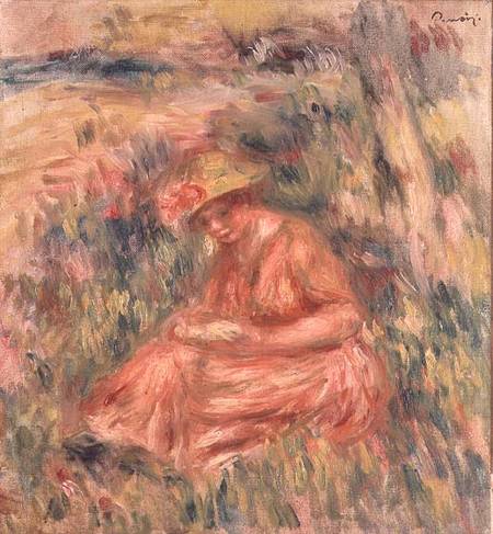 Woman seated on the grass von Pierre-Auguste Renoir