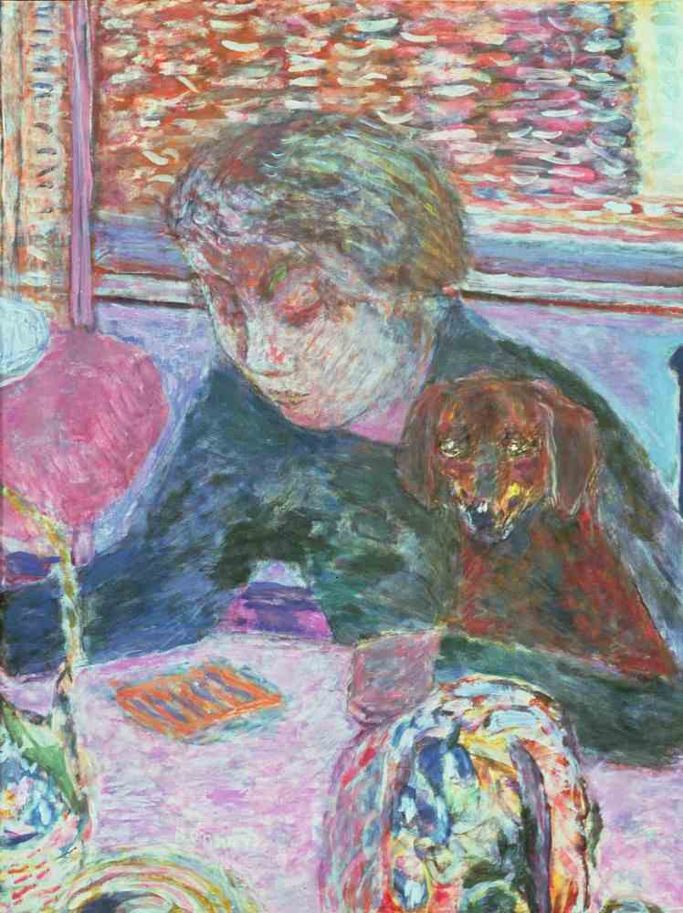 Portrait mit einem Hund von Pierre Bonnard