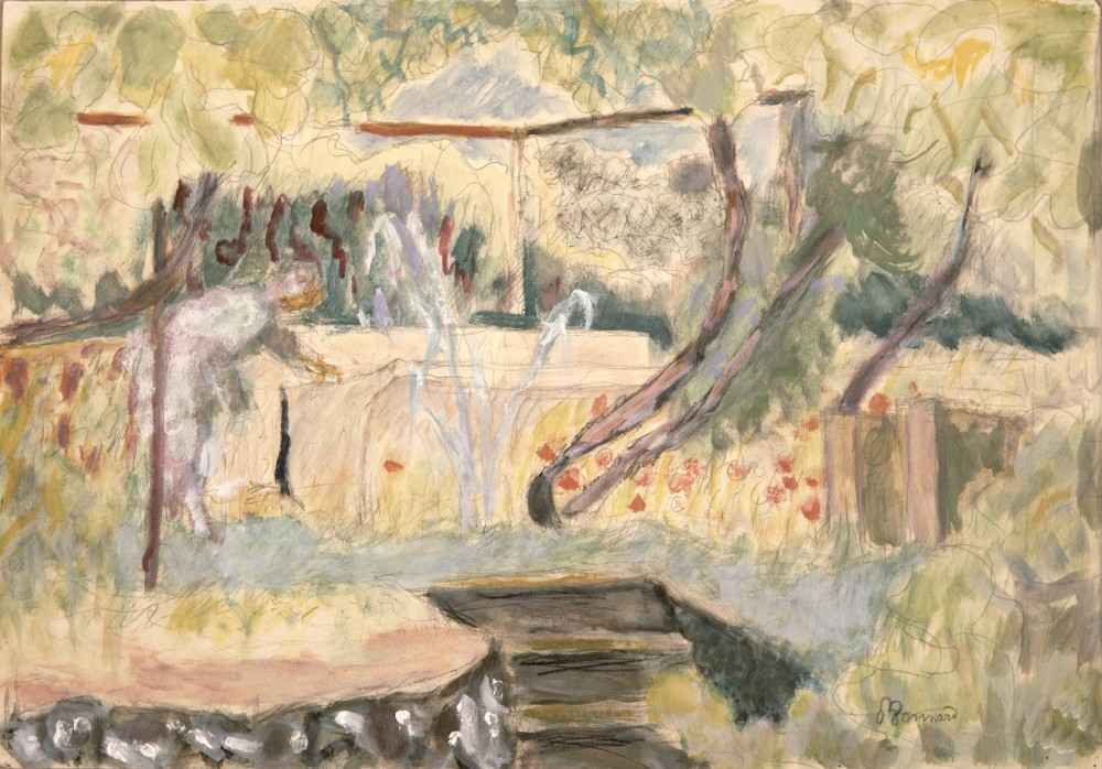 Studie für Frau in einem Garten von Pierre Bonnard