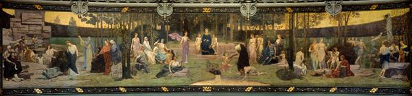 The Sacred Wood, mural in the Grand Amphitheatre depicting allegorical figures of the Sorbonne, Eloq 1887-89