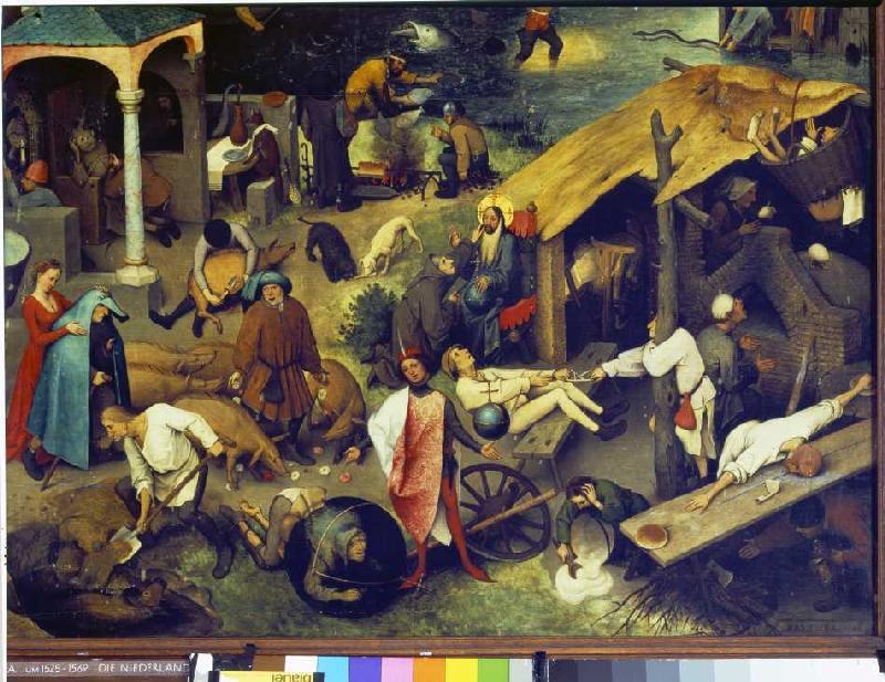 Die niederländischen Sprichwörter Detail rechts unten von Pieter Brueghel d. Ä.