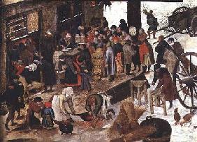 The Payment of the Tithe, or The Census at Bethlehem, detail after 1566