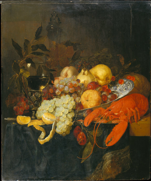 Stillleben mit Obst und Hummer von Pieter de Ring