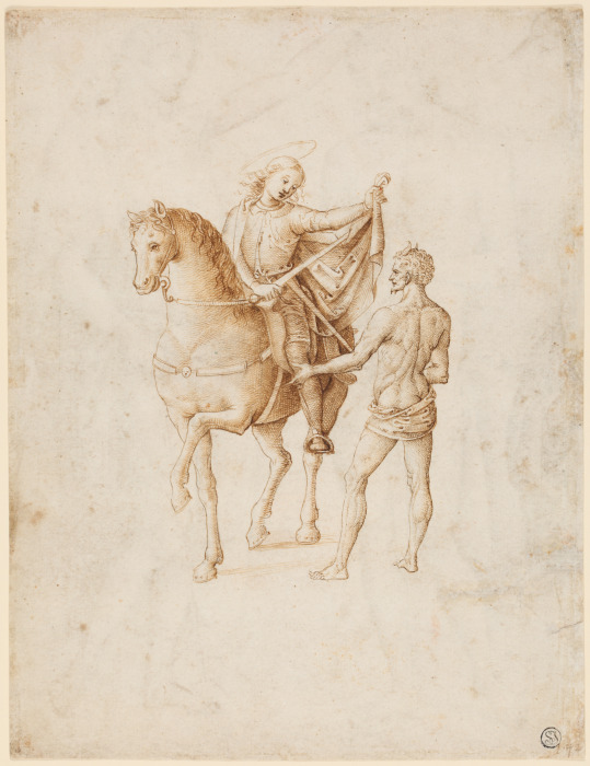 Der heilige Martin begegnet dem Satan von Pietro Perugino