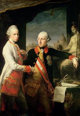 Kaiser Joseph II (1741-90), and the Grand Duke Leopold of Tuscany, 1769, (oil on canvas) 18th