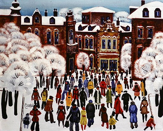 Winter Day in the City, 1975 (oil on canvas)  von Radi  Nedelchev