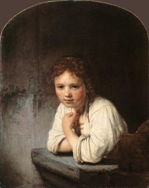 Junges Mädchen, sich auf eine Fensterbrüstung lehnend 1645