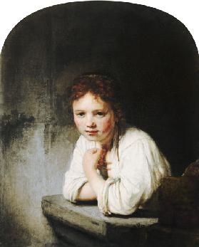 Mädchen, sich auf eine Fensterbrüstung lehnend 1645
