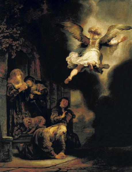 Der Erzengel Raphael verlässt die Familie des Tobias. 1637