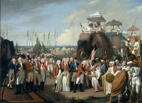 The reception of the Mysorean Hostage Princes by Lieutenant General Lord Cornwallis (1738-1805) c.17 19th