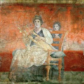 Noblewoman playing a Cithera, from the Boscoreale Villa, Pompeii c.50 BC