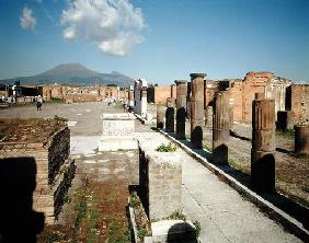 View of the Forum with Vesuvius in the background (photo) 18th