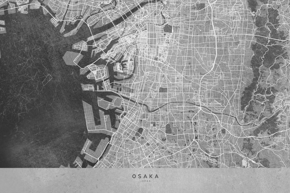 Graue Karte von Osaka von Rosana Laiz Blursbyai