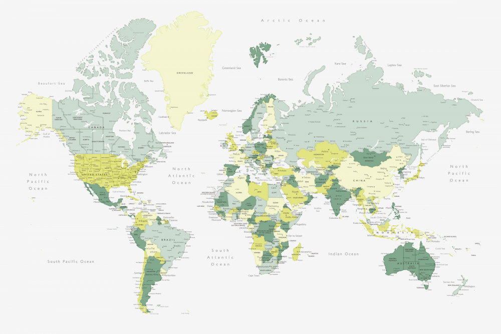 Grüne Weltkarte mit Städten,Kapueo von Rosana Laiz Blursbyai