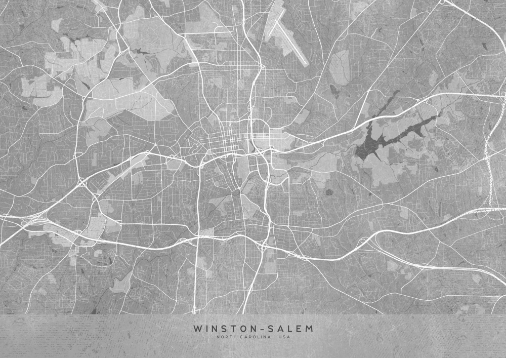 Karte von Winston Salem (NC,USA) im grauen Vintage-Stil von Rosana Laiz Blursbyai