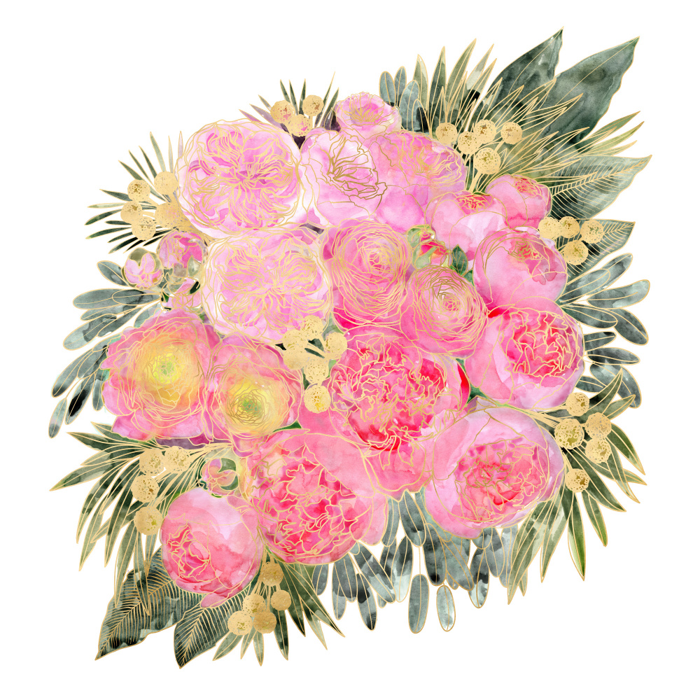 Rekha-Blumenstrauß in Hellrosa von Rosana Laiz Blursbyai