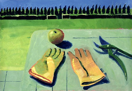 A Day in the Orchard (oil on card)  von Sara  Hayward