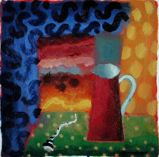 Red Jug (oil on card)  von Sara  Hayward