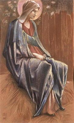 The Virgin, 1887 (coloured chalks and gold) 19th