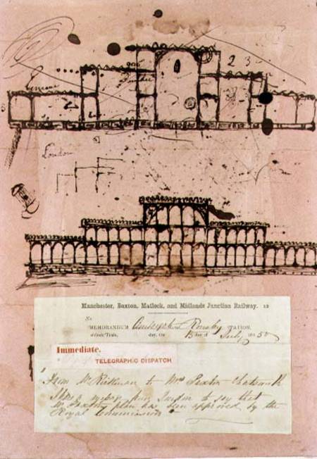 Great Exhibition, 1851: first sketch for the building von Sir Joseph Paxton