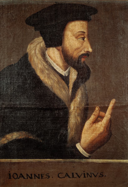 Portrait of John Calvin (1509-64) French theologian and reformer von Swiss School