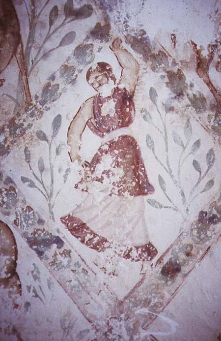 Fresco depicting a female dancer, from the Apodyterium von Syrian School