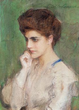 Woman Deep in Thought c.1910 ste