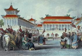 The Emperor Teaon-Kwang Reviewing his Guards, Palace of Peking, from 'China in a Series of Views' by 1892