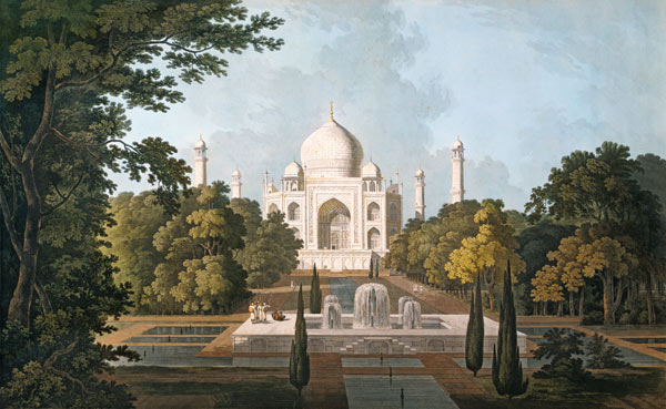 The Taj Mahal, Agra, from the Garden, published 1801 von Thomas Daniell