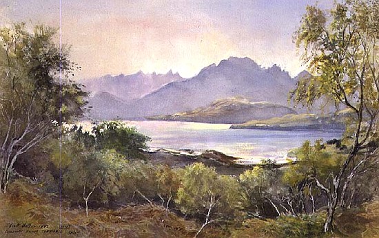 The Cuillins from Tokavaig, Skye, 1992 (w/c)  von Tim  Scott Bolton