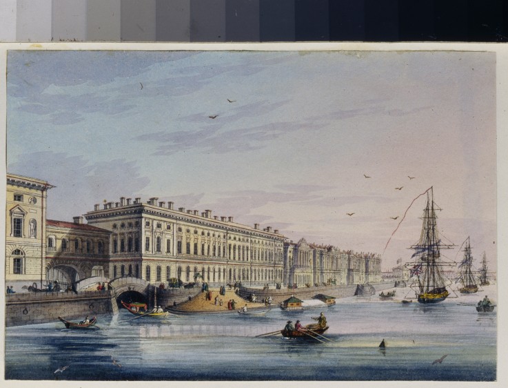 Blick auf das Palastufer in St. Petersburg (Album von Marie Taglioni) von Unbekannter Künstler