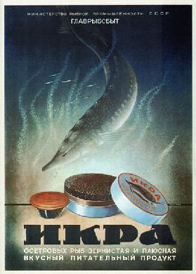 Werbeplakat für Stör Kaviar 1952